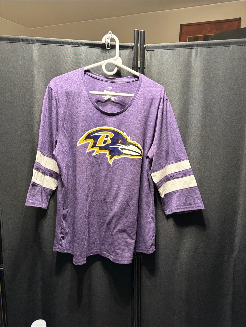 Baltimore Ravens Purple Womens Tee with Sleeve Stripes